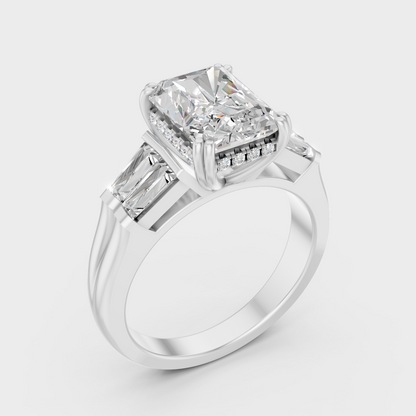 White Gold Multi Shape Diamond Proposal Ring With Halo Setting