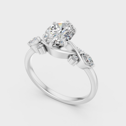 Platinum Diamond Ring Oval Marquise Round 1.78 Ct Ethical Luxury Jewelry