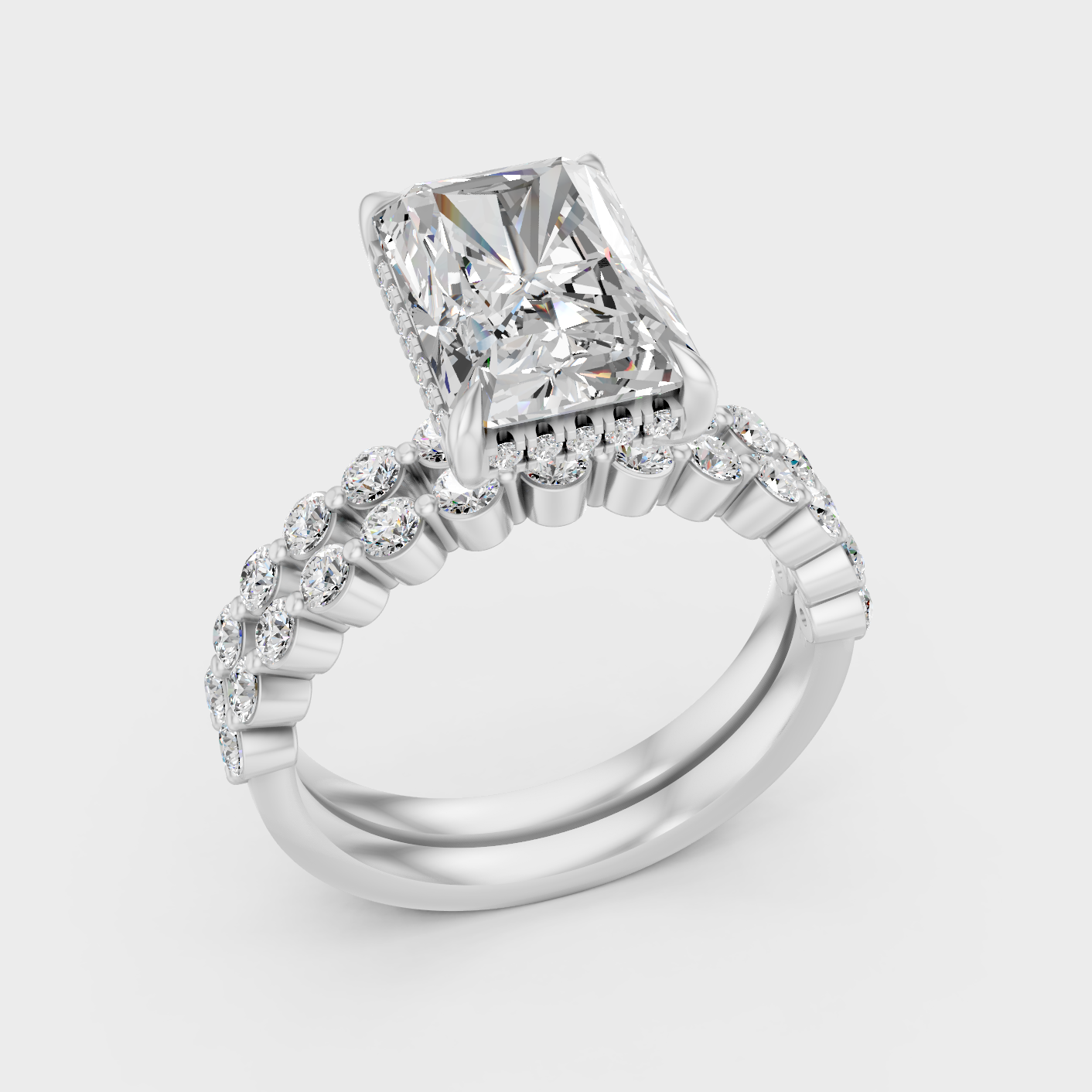 Platinum 950 Radiant Round Diamond Ring Set 4 Ct Lab Grown Luxury Design