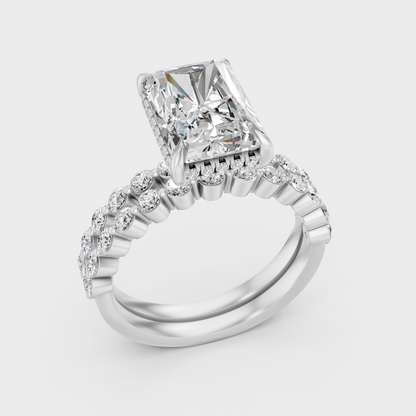 Platinum 950 Radiant Round Diamond Ring Set 4 Ct Lab Grown Luxury Design