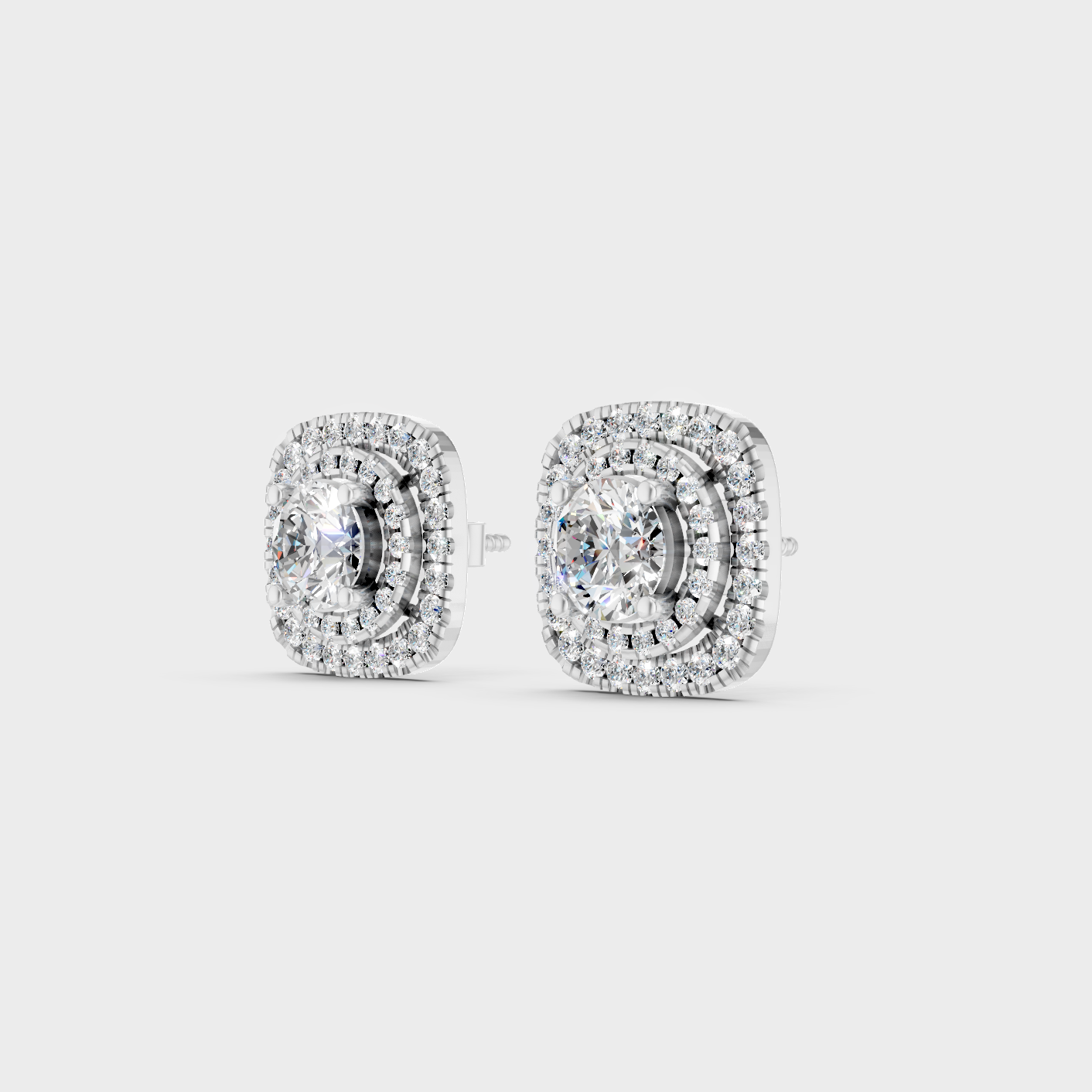 Platinum Double Halo Round Diamond Stud Earrings 3.90 Ct Premium Lab Grown Jewelry