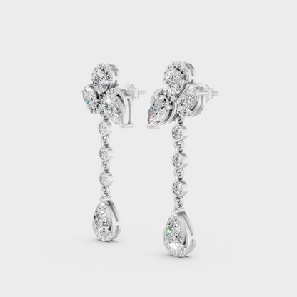 Platinum 950 Multi Shape Diamond Drop Earrings 5.57 Ct Lab Grown High End Luxury