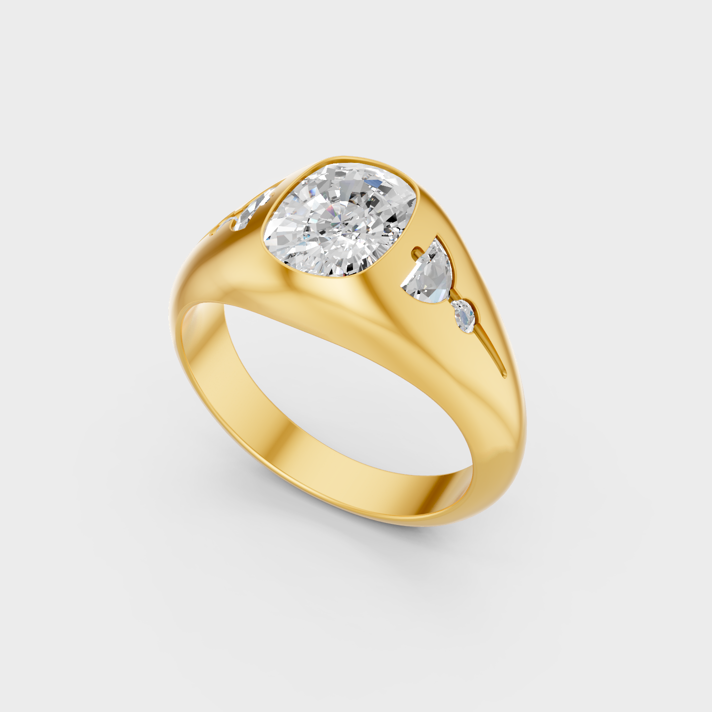 9K 14K 18K Yellow Gold Cushion Diamond Ring 1.91 Ct Lab Grown Fine Jewelry