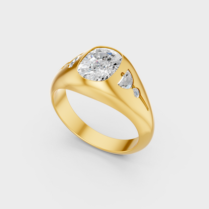9K 14K 18K Yellow Gold Cushion Diamond Ring 1.91 Ct Lab Grown Fine Jewelry