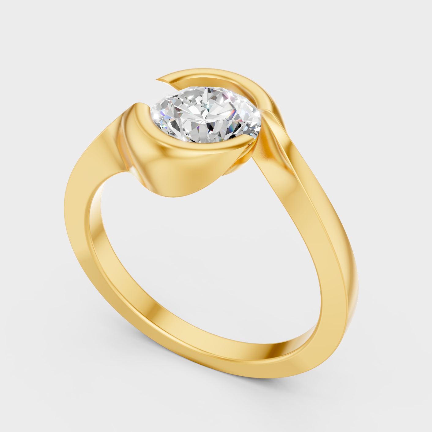 Round Diamond Fashion Ring In Yellow Gold
