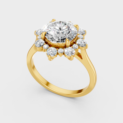 2.66 Ct Round Lab Grown Diamond Halo Ring in