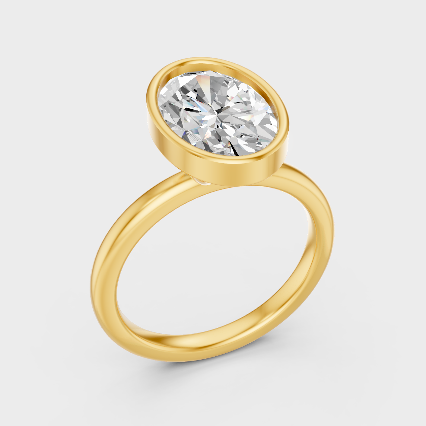 Yellow Gold Oval Cut Diamond Ring 1 To 5 Ct Lab Created Brilliant Sparkle