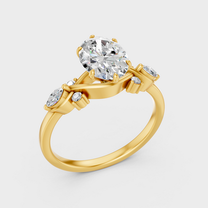 Yellow Gold Multi Shape Diamond Ring 1.78 Ct Lab Created Brilliant Sparkle
