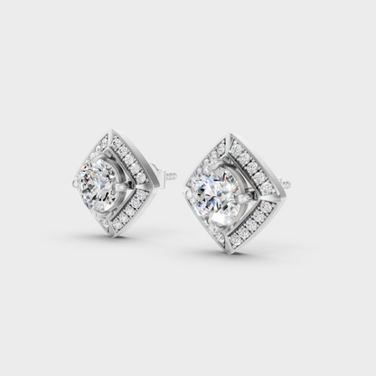 Platinum Halo Round Diamond Stud Earrings 2.98 Ct Premium Lab Grown Jewelry