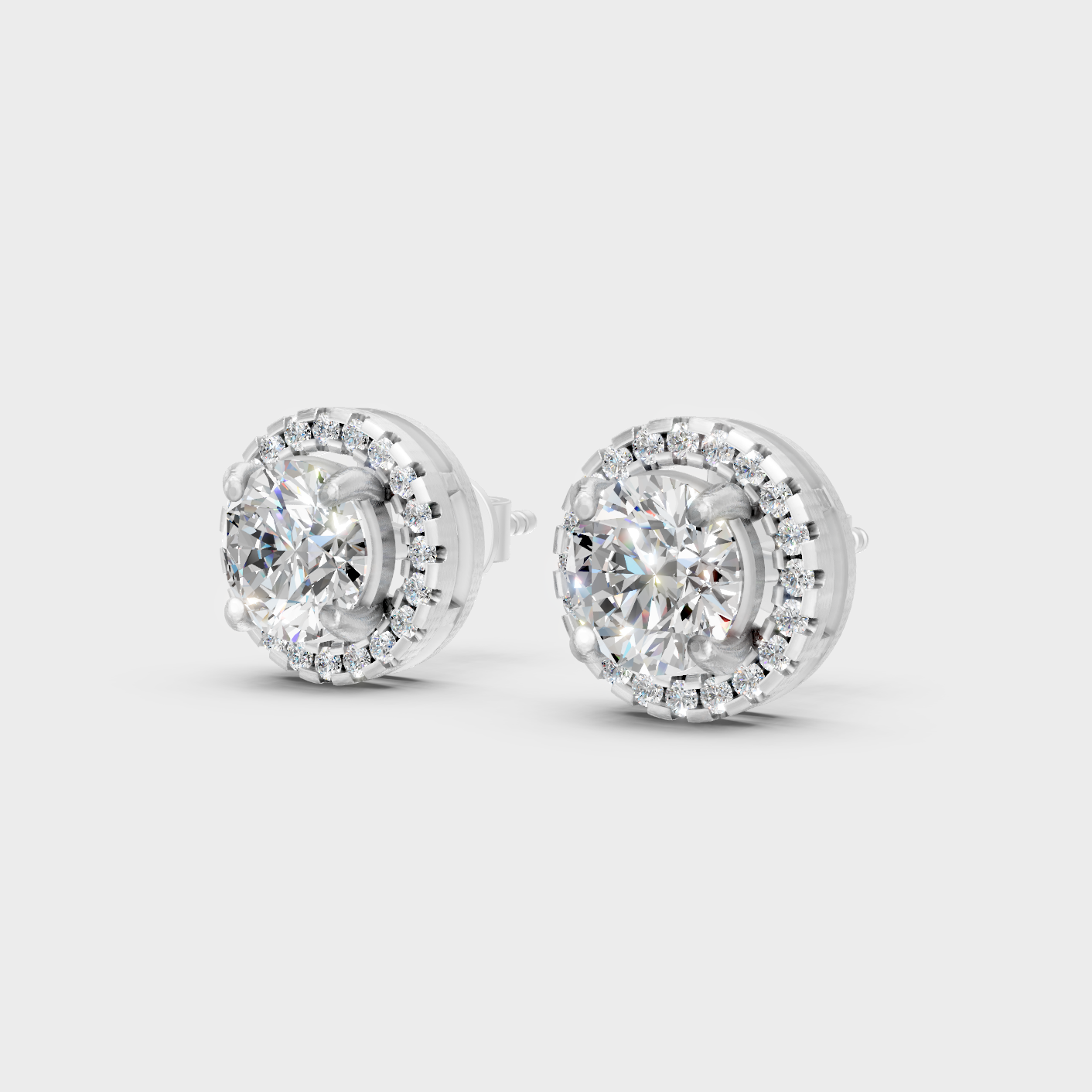 Platinum Halo Round Diamond Stud Earrings 2.90 Ct Premium Lab Grown Jewelry
