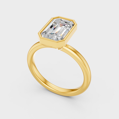 Yellow Gold Emerald Cut Lab Diamond Ring 1 To 5 Ct Elegant Womens Jewelry