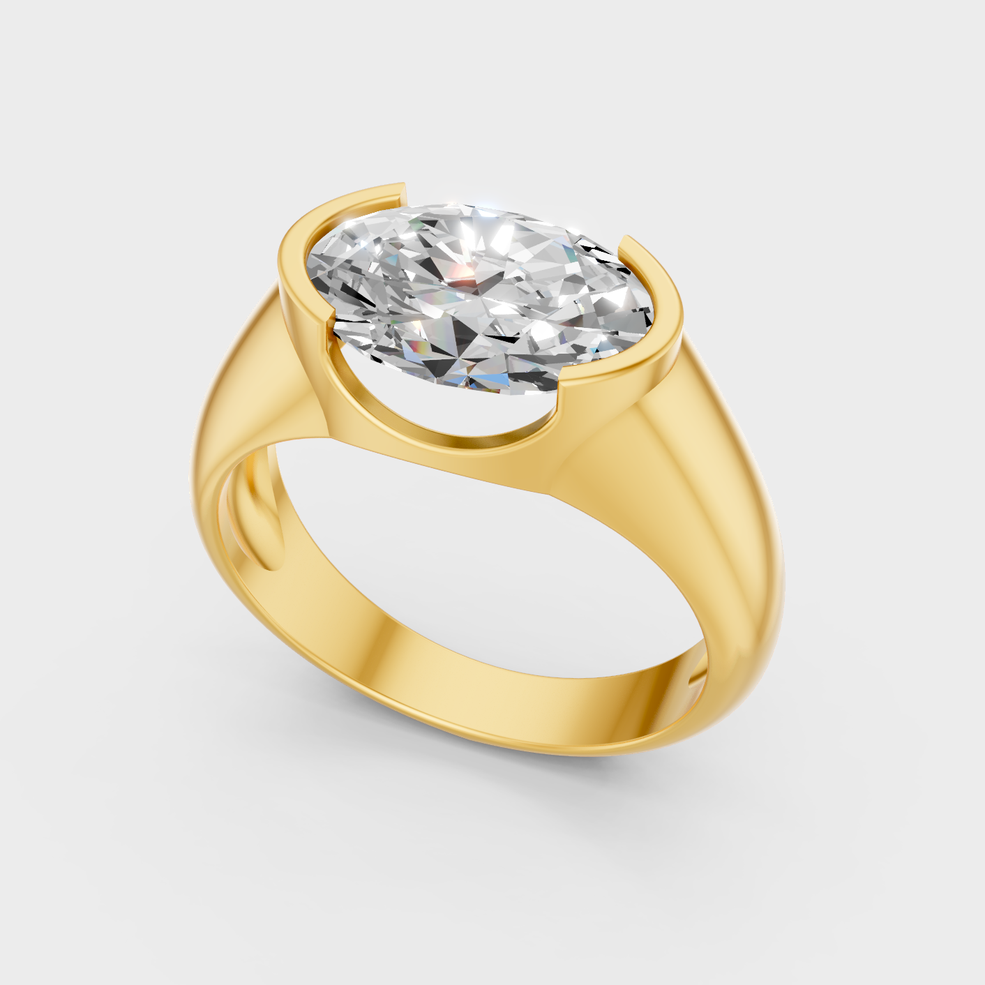 Yellow Gold Oval Cut Lab Diamond Mens Ring 1 To 5 Ct Bold Luxury Jewelry