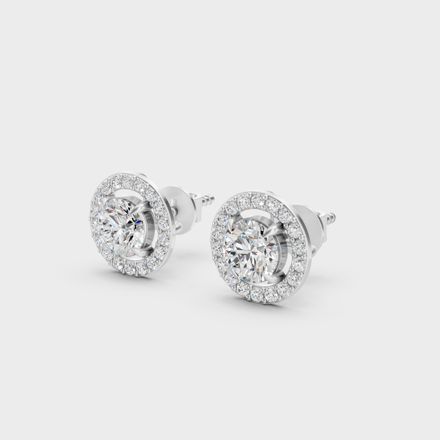 Platinum 950 Round Diamond Stud Earrings 1.70 Ct Premium Designer Jewelry