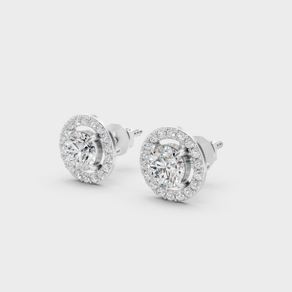 Platinum 950 Round Diamond Stud Earrings 1.70 Ct Premium Designer Jewelry