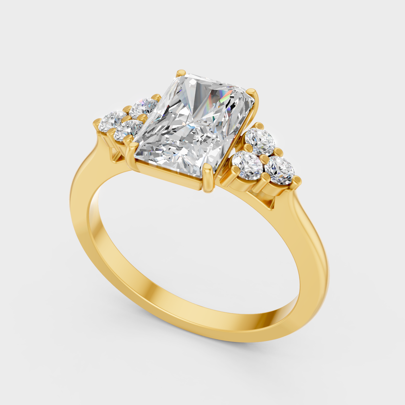 Radiant Diamond Fashion Ring In Yellow Gold