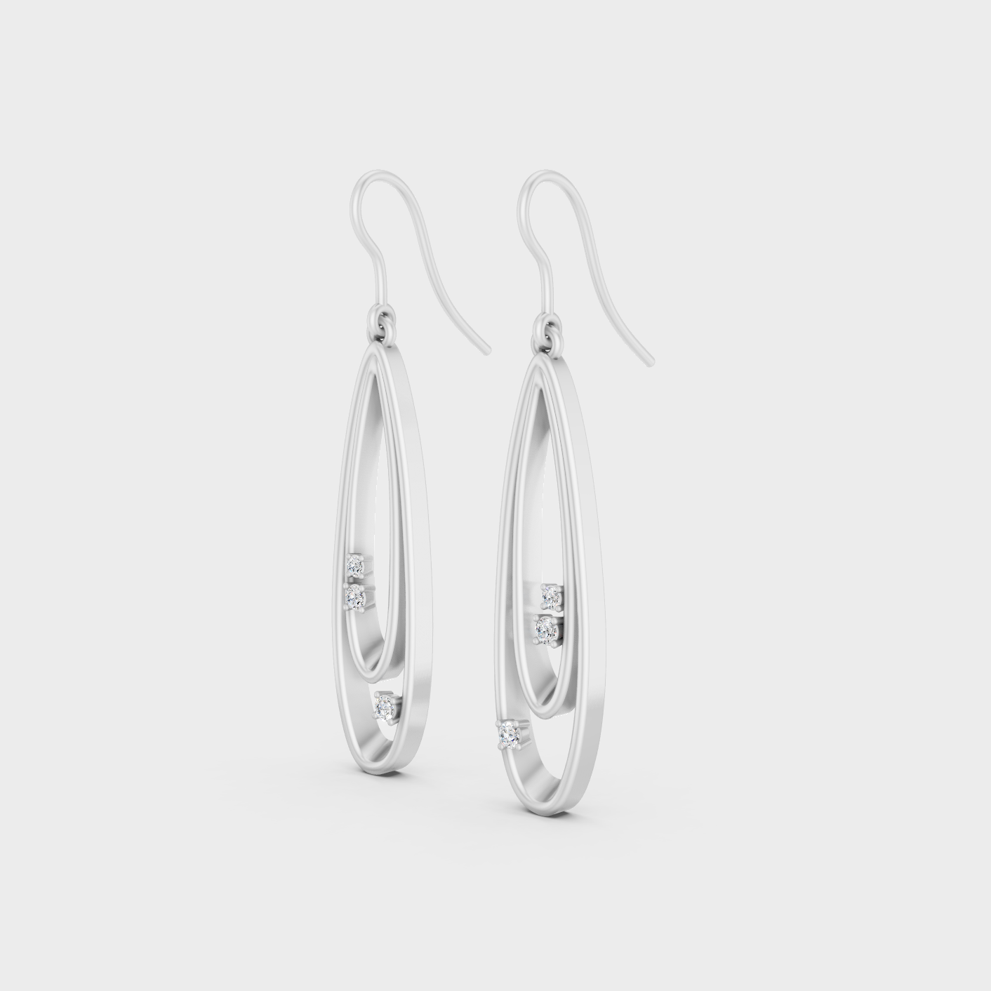 Platinum Round Diamond Drop Earrings 0.11 Ct Premium Lab Grown Jewelry