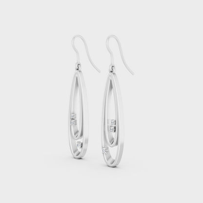 Platinum Round Diamond Drop Earrings 0.11 Ct Premium Lab Grown Jewelry