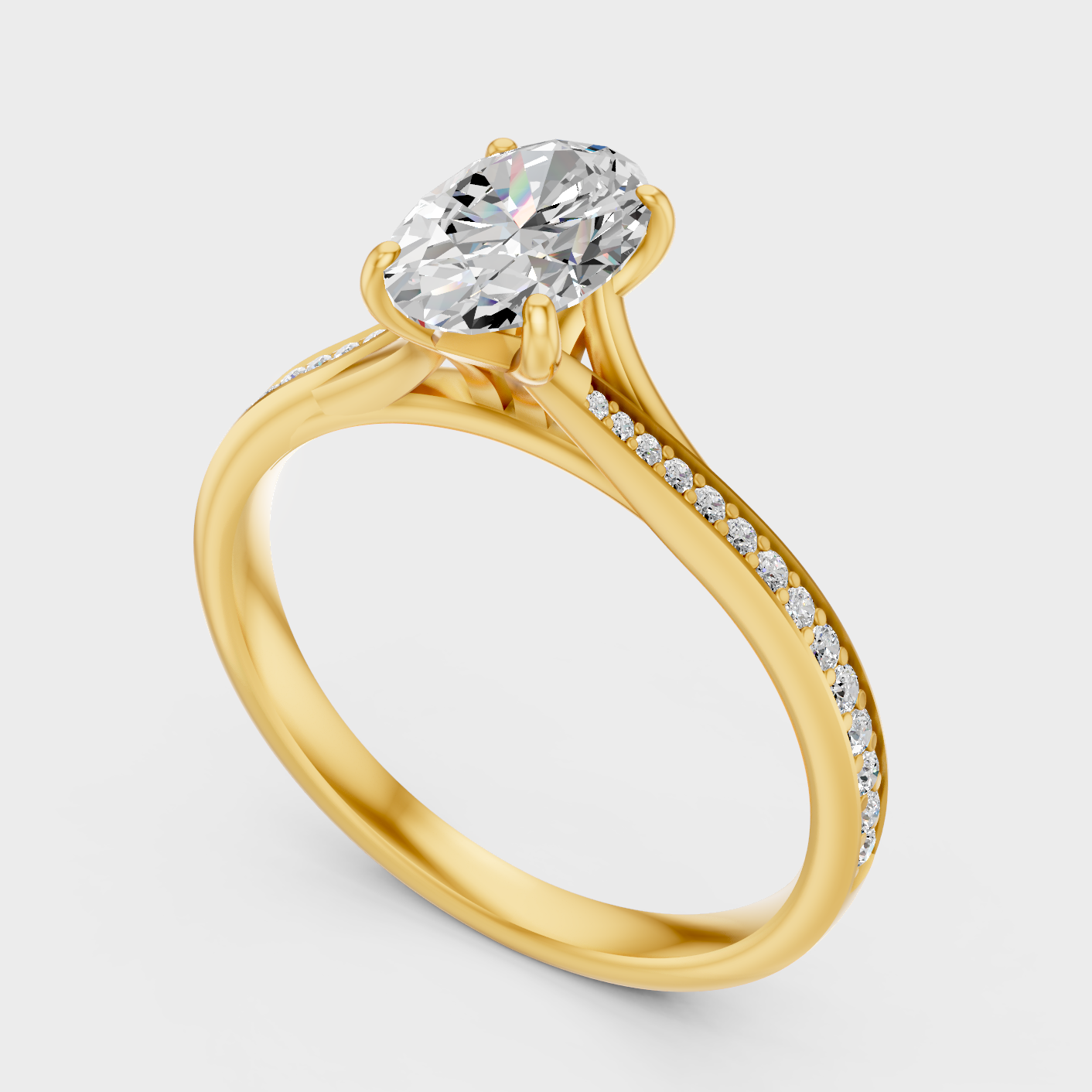 Elegant Oval Diamond Proposal Ring In Gold