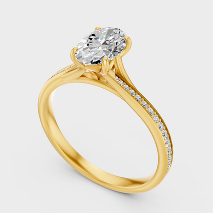 Elegant Oval Diamond Proposal Ring In Gold