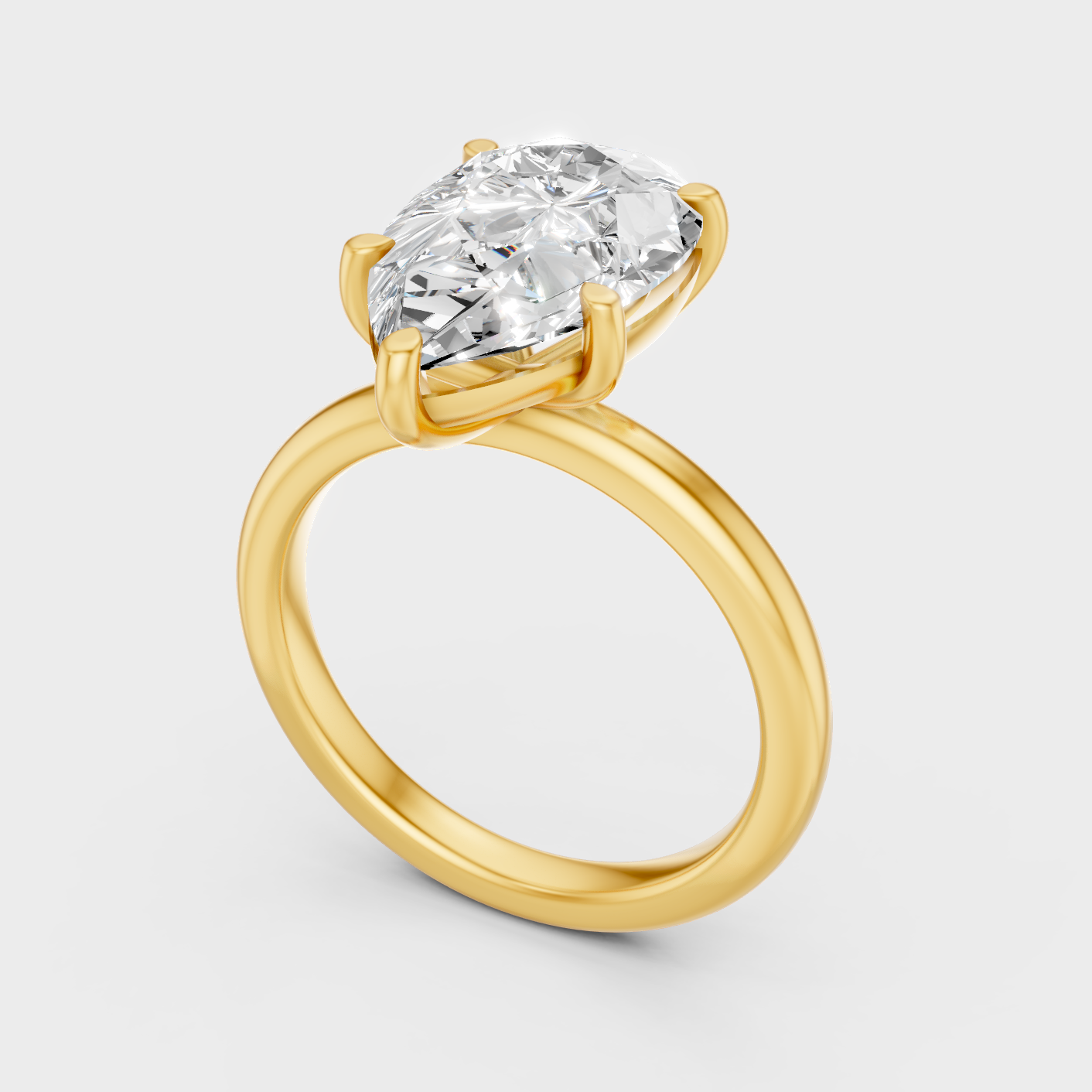 Yellow Gold Lab Grown Pear Diamond Ring 1.5 To 4.5 Ct Luxury Proposal Ring