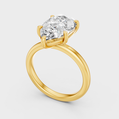 Yellow Gold Lab Grown Pear Diamond Ring 1.5 To 4.5 Ct Luxury Proposal Ring