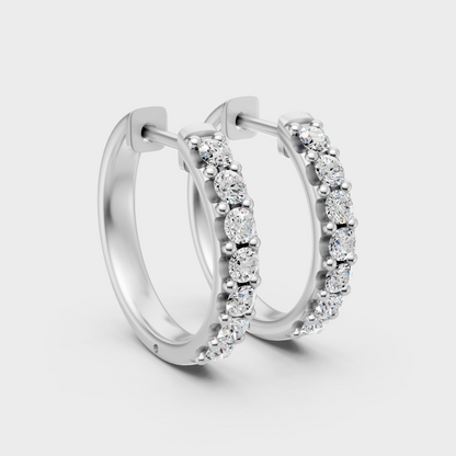 White Gold Round Diamond Hoop Earrings 0.70 Ct Modern Luxury Style