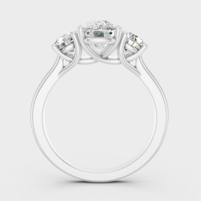 White Gold Cushion Proposal Ring With Round Accent Diamonds