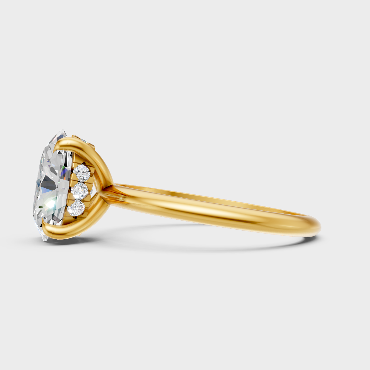 9K Yellow Gold Oval-Shaped Lab-Grown Diamond Ring For Sophisticated Ethical Luxury