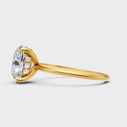9K Yellow Gold Oval-Shaped Lab-Grown Diamond Ring For Sophisticated Ethical Luxury