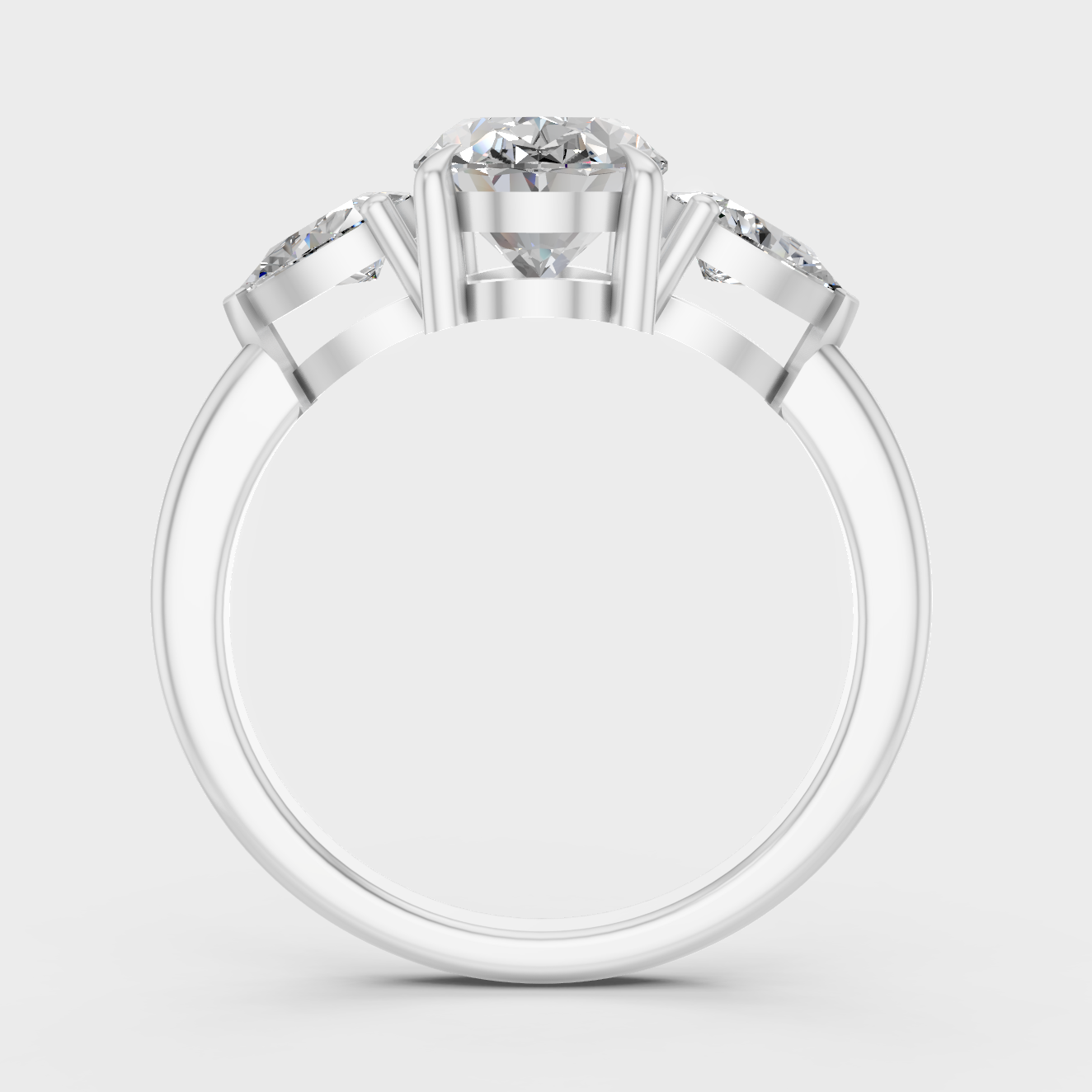 White Gold Oval Pear Proposal Ring With Certified Diamonds