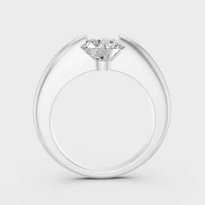 White Gold Round Proposal Ring With Brilliant Sparkle