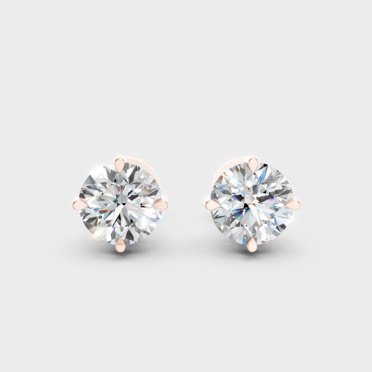4 Ct Total Lab Grown Diamond Stud Earrings In Rose Gold IGI Certified