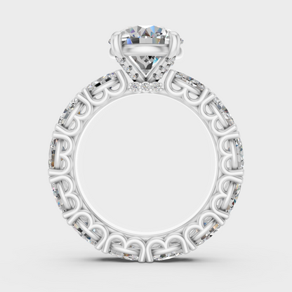 White Gold Round Proposal Ring With Oval Accent Diamonds