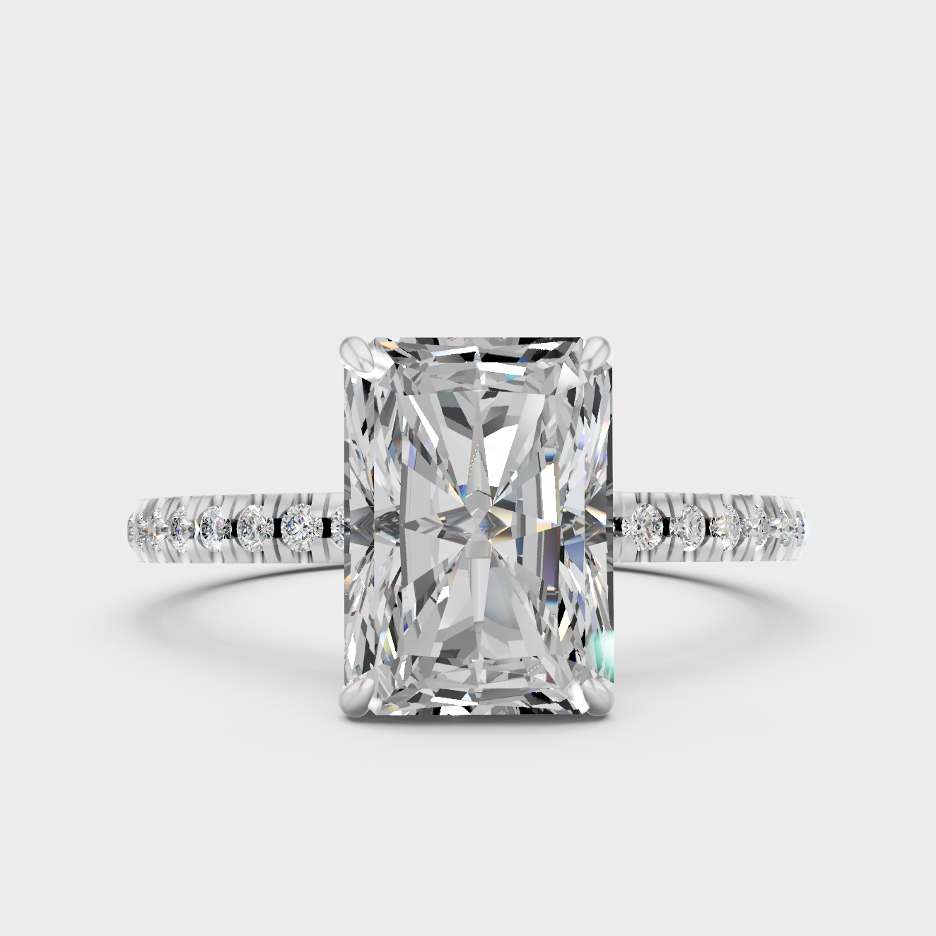 White Gold Radiant Engagement Ring With Certified Lab Diamonds