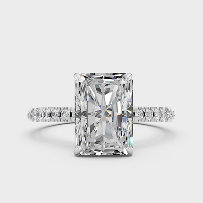 White Gold Radiant Engagement Ring With Certified Lab Diamonds