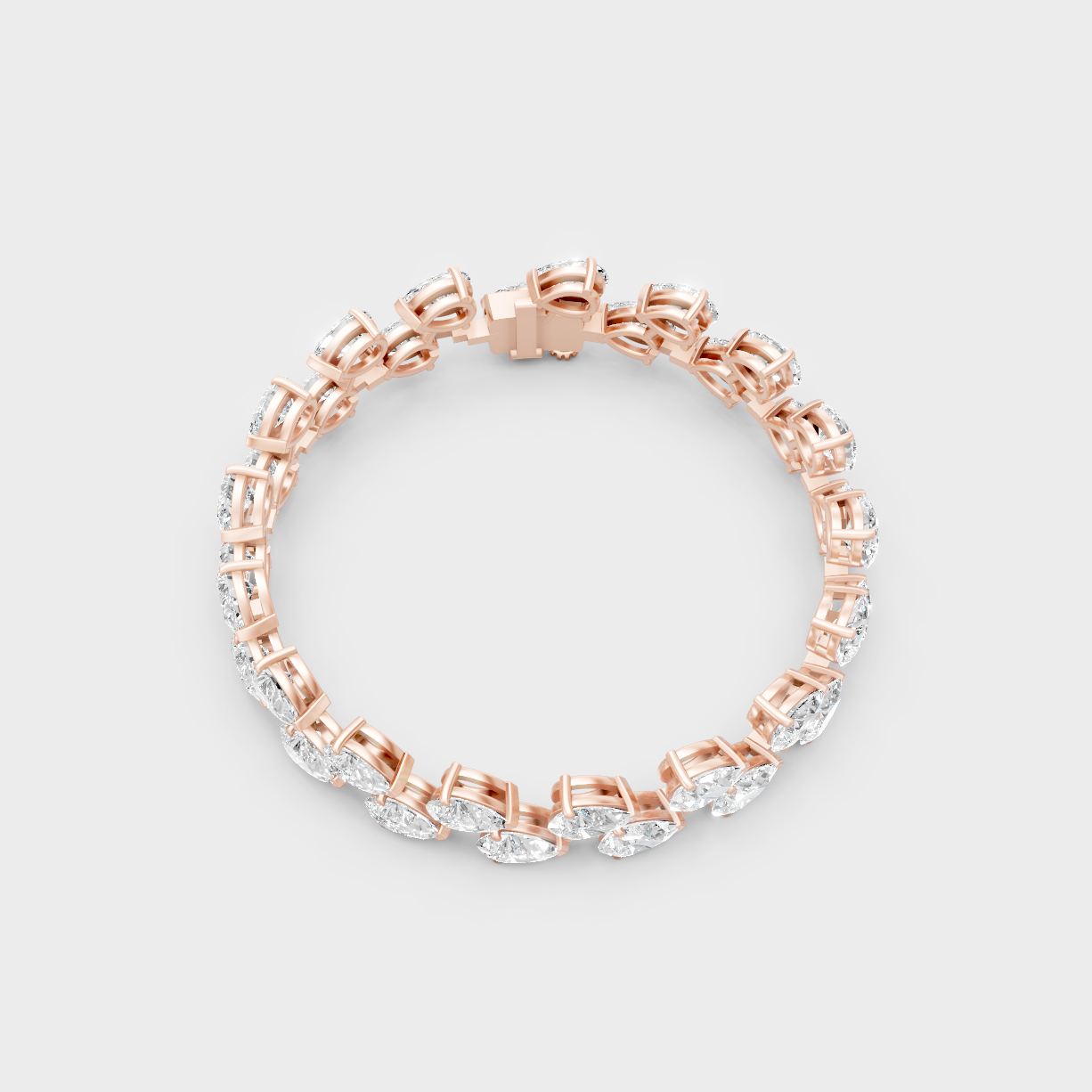 Elegant Pear Cut Lab Diamond Bracelet Rose Gold
