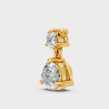 Elegant Round Cut Diamond Pendant 0.61 Ct Yellow Gold