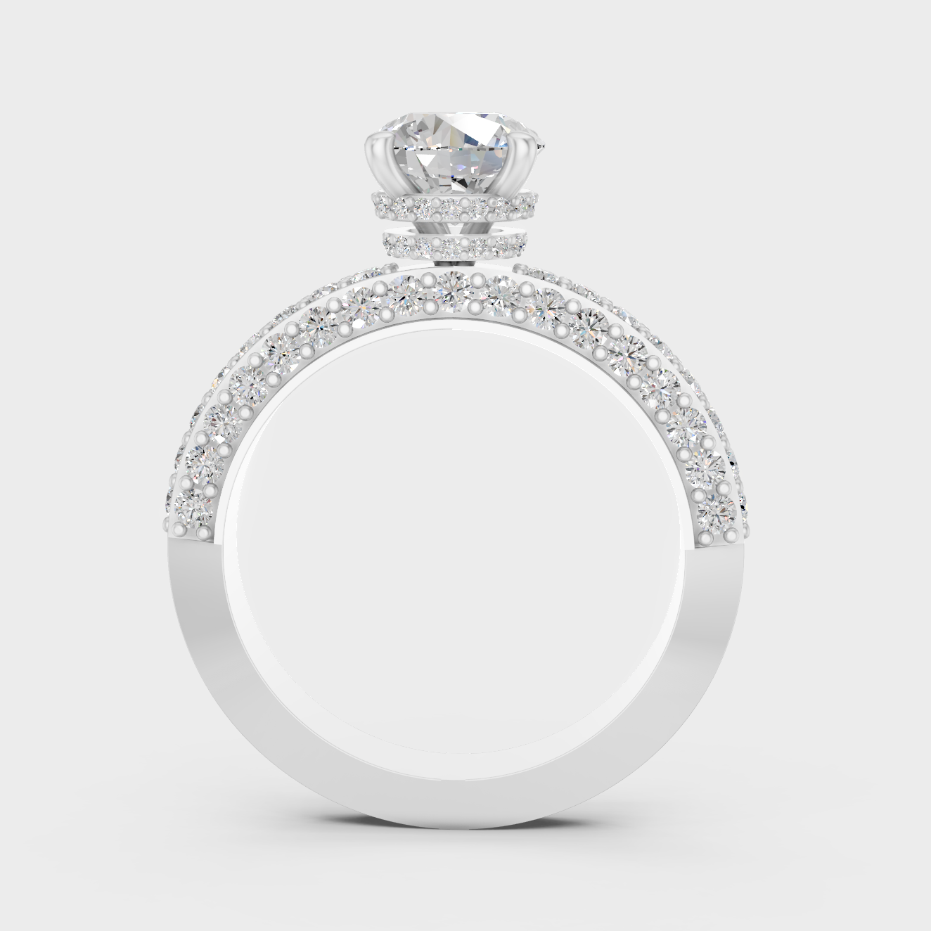 White Gold Round Proposal Ring With Hidden Halo Sparkle