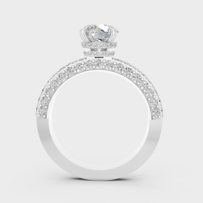White Gold Round Proposal Ring With Hidden Halo Sparkle