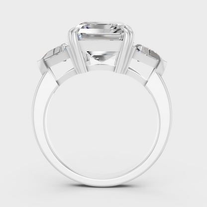 White Gold Square Emerald Proposal Ring Certified Fine Jewelry