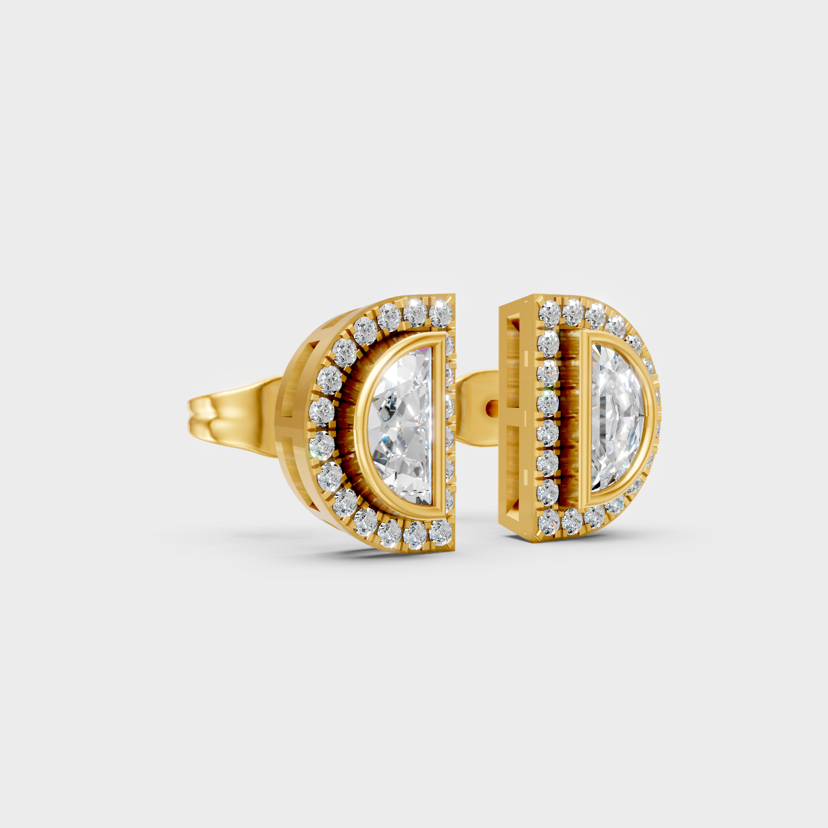 Classic 14K Yellow Gold Lab Diamond Studs Featuring 0.32 Carat Each Mixed-Cut Stones