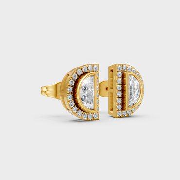 Classic 14K Yellow Gold Lab Diamond Studs Featuring 0.32 Carat Each Mixed-Cut Stones