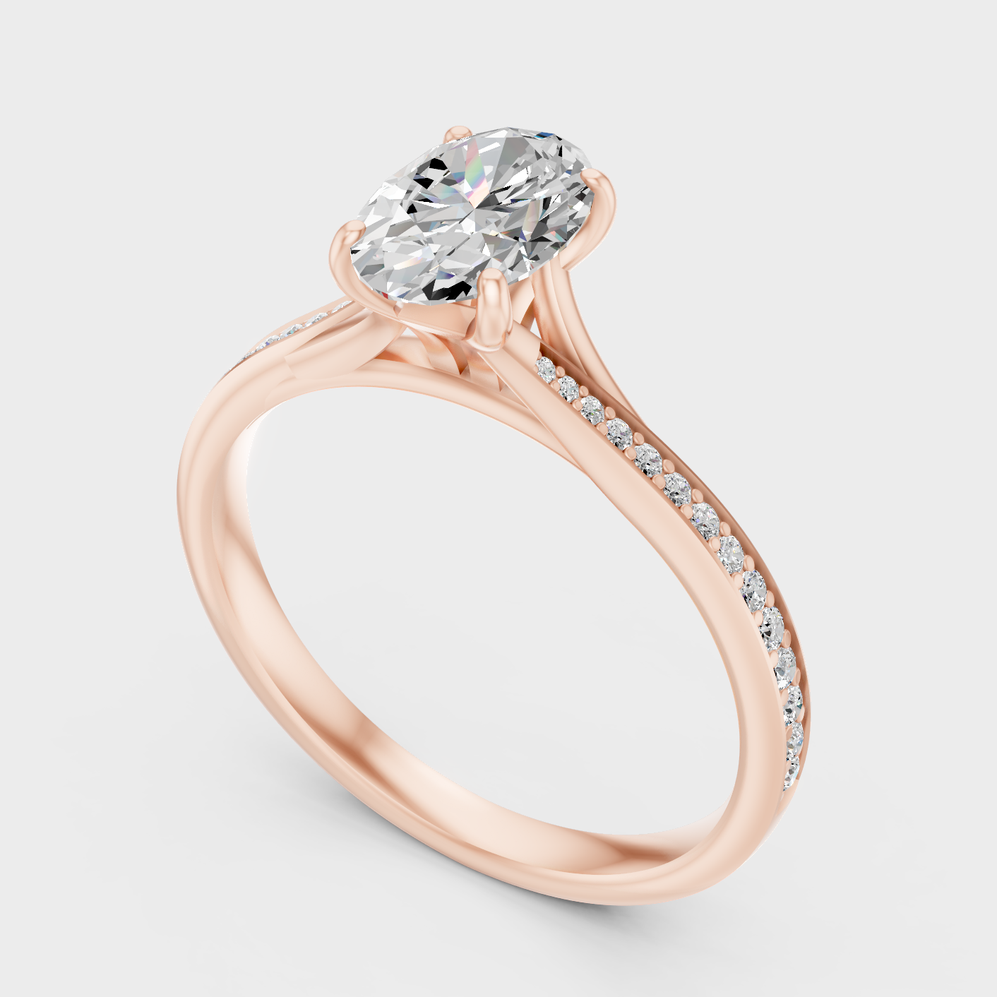 Rose Gold Oval Lab Grown Diamond Ring For Romantic Proposal