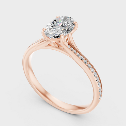 Rose Gold Oval Lab Grown Diamond Ring For Romantic Proposal