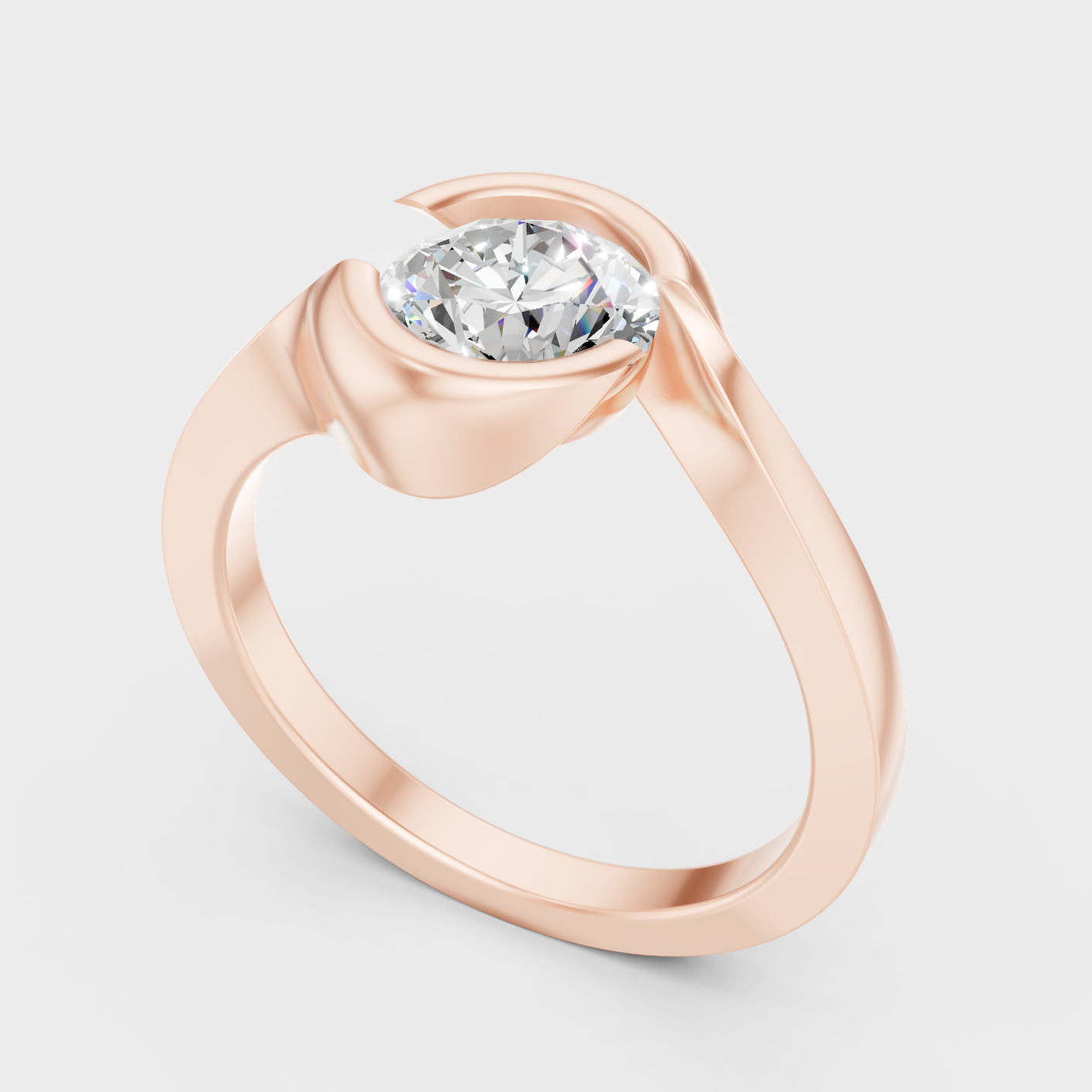Rose Gold Round Lab Grown Diamond Ring For Romantic Proposals