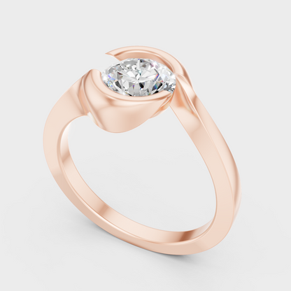 Rose Gold Round Lab Grown Diamond Ring For Romantic Proposals