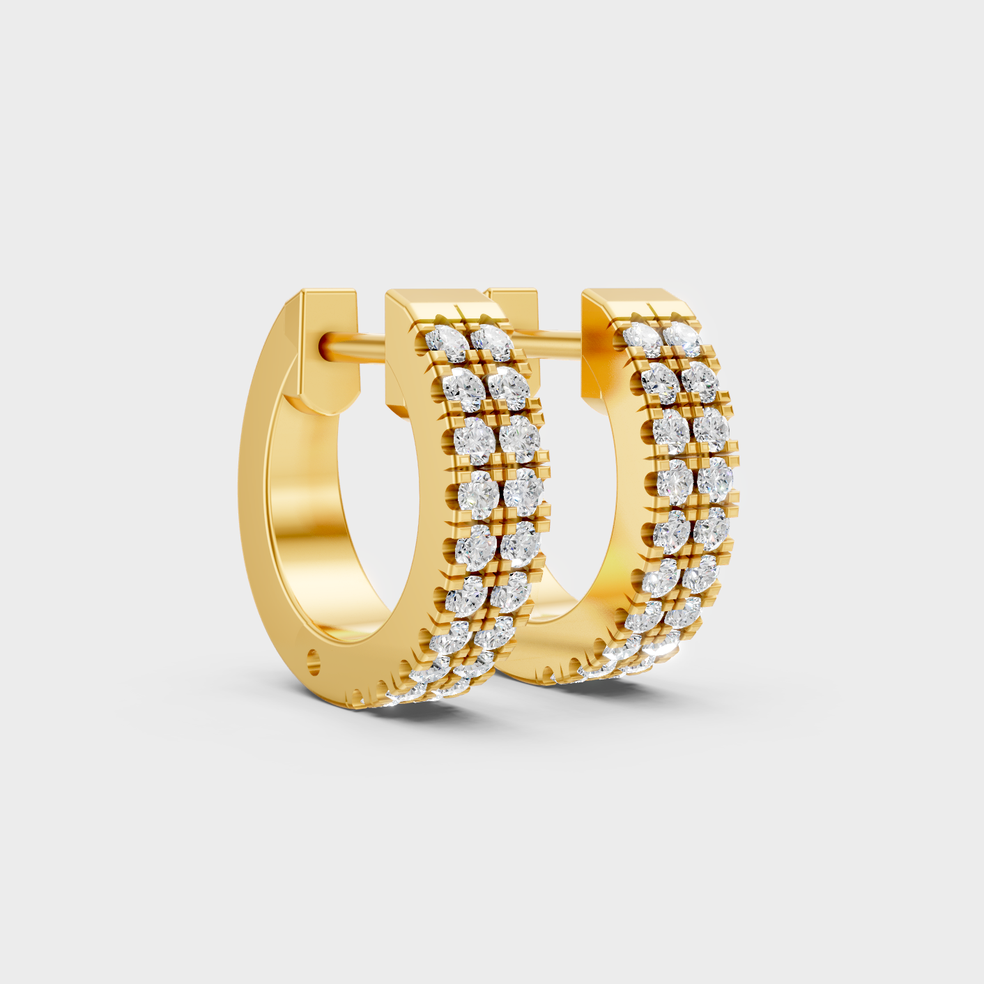 Yellow Gold Round Cut Diamond Hoop Earrings 0.36 Ct Lab Created Subtle Sparkle