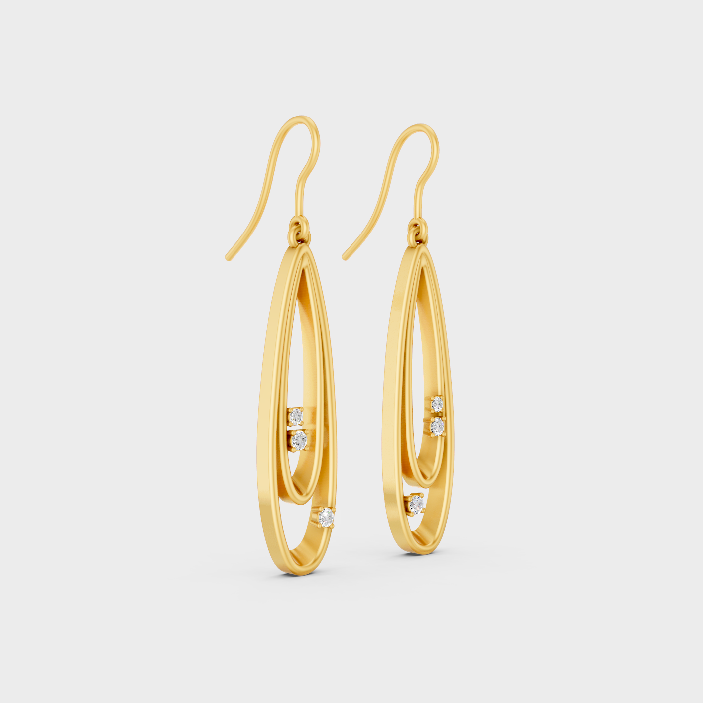 Yellow Gold Round Cut Diamond Drop Earrings 0.11 Ct Lab Created Subtle Sparkle