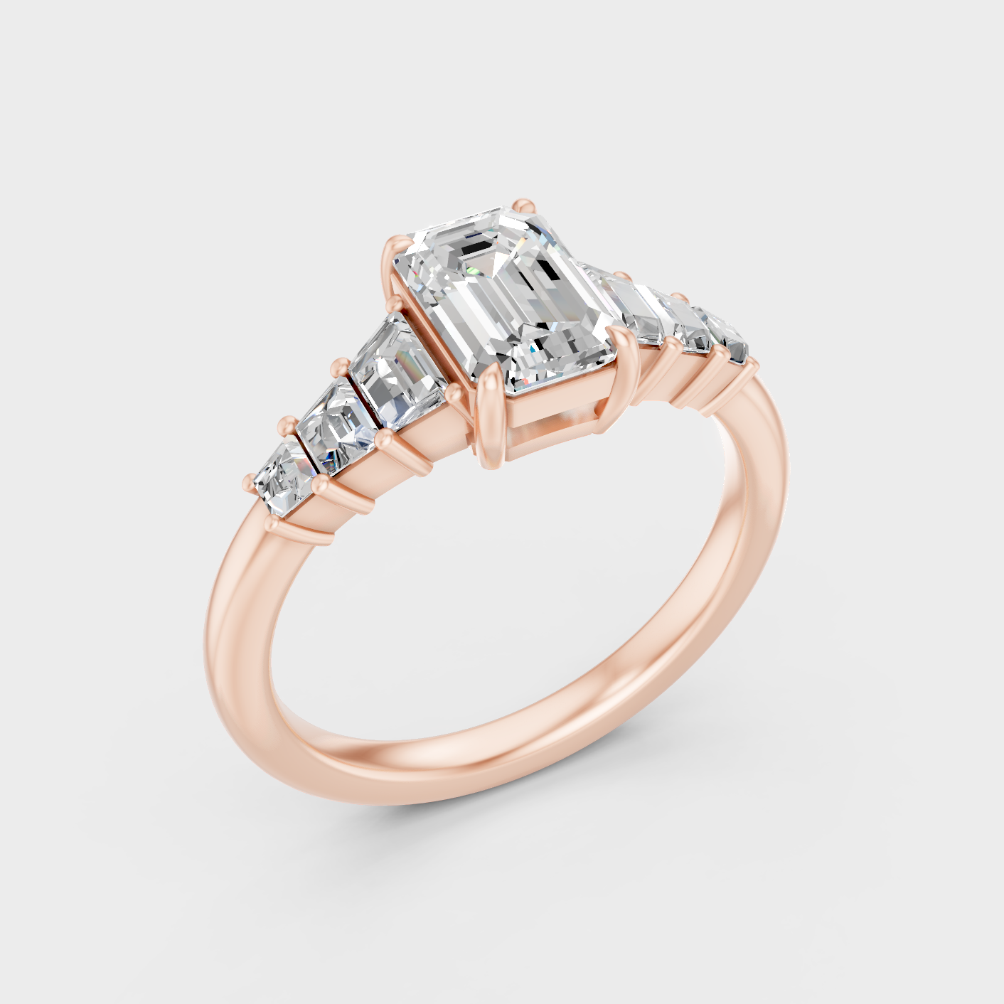 Rose Gold Emerald Diamond Ring 1.75 Ct Ethical Sparkle Jewelry