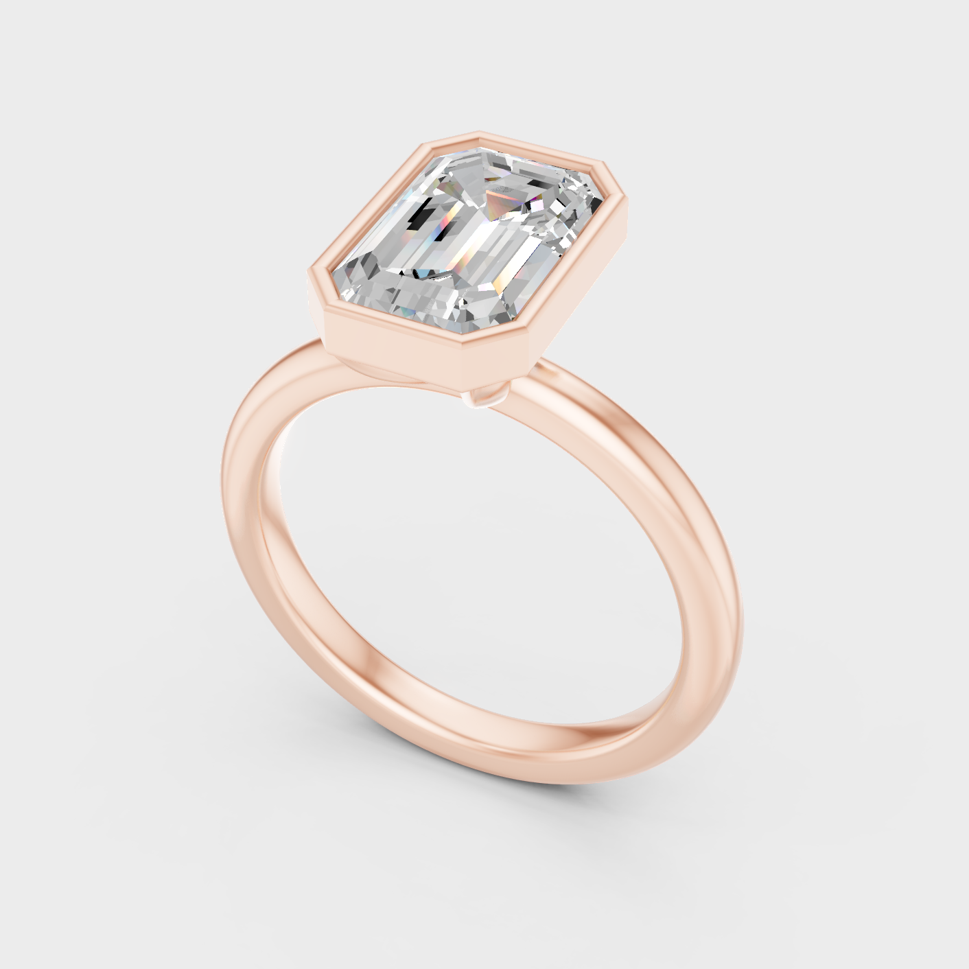 Rose Gold Emerald Solitaire Diamond Ring 1 To 5 Ct Premium Lab Grown Jewelry